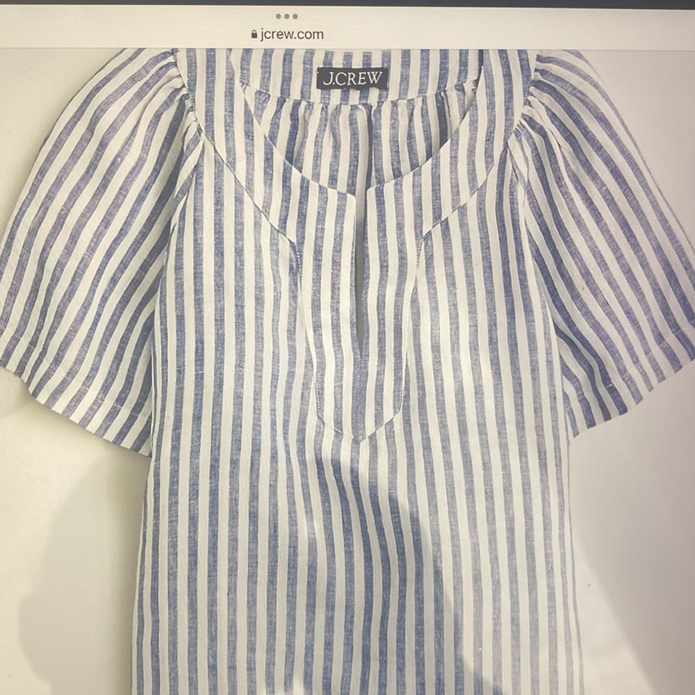 J.Crew Flutter-sleeve linen V-neck top in stripe
